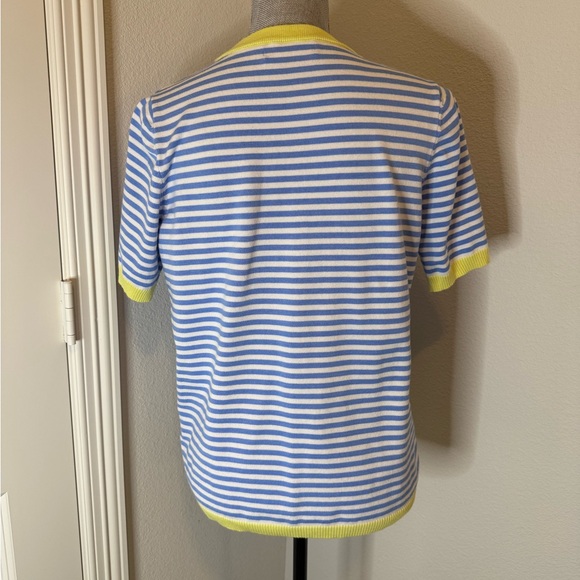 Blue and White Striped Sweater with Yellow Accents | M - Picture 4 of 11